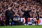 Matthias Jaissle, Manager of Newcastle United, reacts during the Carabao Cup Fourth Round match between Everton and Newcastle United at Hill Dickinson Stadium on October 29, 2026 in Liverpool, England. (Photo by Carl Recine/Getty Images)