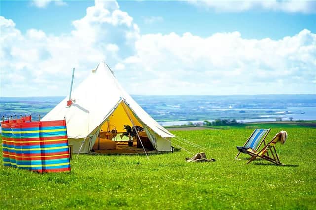 Springfield Farm Glamping offers stylish bell tents with spectacular views over North Devon.