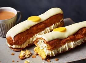 Egg-Clairs, £6m are choux pastry delights hand filled with rich whipped cream and zingy passionfruit crème patissiere