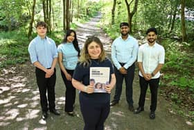 Clara May Warden, founder of Dandelion Confidence, engages in fun forest activities with students from Northumbria University Business Clinic