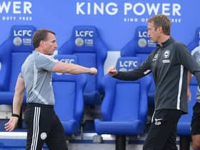 Brendan Rodgers and Graham Potter.  (Photo by MICHAEL REGAN/POOL/AFP via Getty Images)