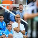 Pep Guardiola reacts the 3-3 draw between his Manchester City team and Newcastle United in August.