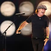 Brian Johnson of AC/DC joined Sam Fender on stage during the second of Fender's two St James Park shows. (Photo by Kevin Winter/Getty Images for Global Citizen VAX LIVE)