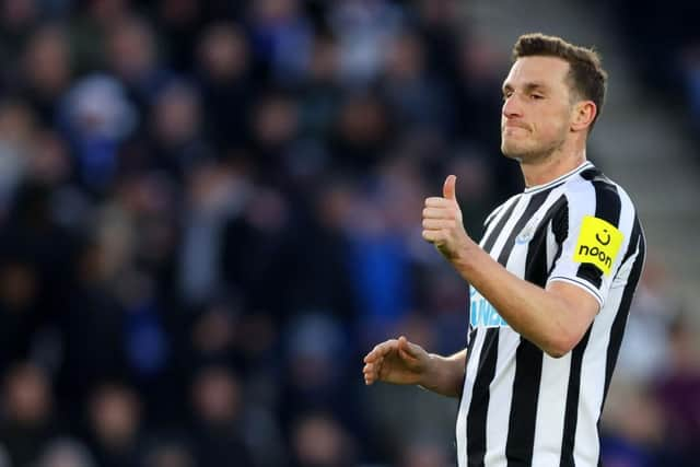 Chris Wood of Newcastle United during the Premier League match between Leicester City and Newcastle United at The King Power Stadium on December 26, 2022 in Leicester, United Kingdom. (Photo by Marc Atkins/Getty Images)