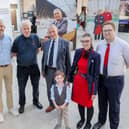 London North Eastern Railway (LNER) has brought 100 real stories to life as it celebrates its centenary with an exhibition which was launched at Newcastle Central Station today. Each story and portrait can be accessed via the LNER website. l to r.
 Ramya Rao, Matt Delaney, Nick Dudley, Frank Paterson, 5-year-old Rupert Turner with Hayley and Ryan O'Donnell