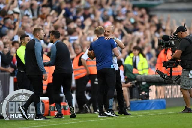 Pep Guardiola was full of praise for Eddie Howe following the 3-3 draw at St James's Park in August (Photo by Stu Forster/Getty Images)