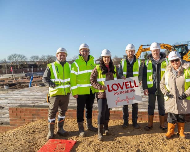 Left to right: Chris Alexander, Site Manager at Benwell Dene; Phil Jones, Head of Land and Partnerships for the North East region of Lovell; Kirsty Jolley, Head of Marketing at Placefirst; Phil Jones, Development Director at Placefirst; Adam Beechey, Business Manager at Bridgewater School; and Samantha Robson, Headteacher at Bridgewater School.