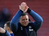 Newcastle United head coach Eddie Howe applauds the club's fans at the St Mary's Stadium.