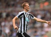 Newcastle player Dan Burn reacts during the Premier League match between Newcastle United and Crystal Palace at St. James Park on September 03, 2022 in Newcastle upon Tyne, England. (Photo by Stu Forster/Getty Images)