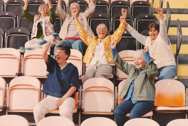 Members of the England women's team from 1972, including Pat Davies
