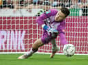 NEWCASTLE UPON TYNE, ENGLAND - AUGUST 25: Freddie Woodman of Newcastle United fails to save a penalty from Charlie Taylor of Burnley in the shootout during the Carabao Cup Second Round match between Newcastle United and Burnley at St. James Park on August 25, 2021 in Newcastle upon Tyne, England. (Photo by Ian MacNicol/Getty Images)
