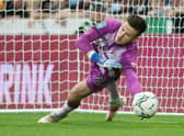 NEWCASTLE UPON TYNE, ENGLAND - AUGUST 25: Freddie Woodman of Newcastle United fails to save a penalty from Charlie Taylor of Burnley in the shootout during the Carabao Cup Second Round match between Newcastle United and Burnley at St. James Park on August 25, 2021 in Newcastle upon Tyne, England. (Photo by Ian MacNicol/Getty Images)