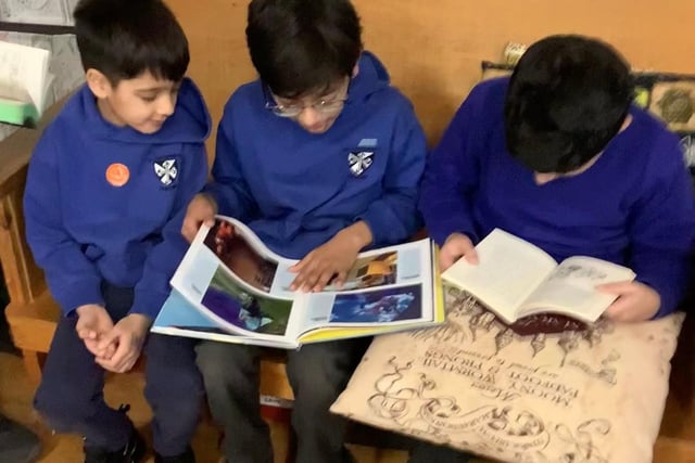Pupils from St Catherine's Catholic Primary School celebrate World Book Day