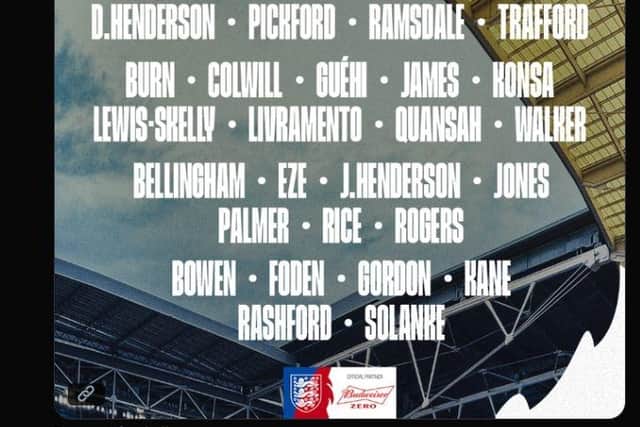 The full England squad on England's twitter page