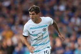 LIVERPOOL, ENGLAND - AUGUST 06: Christian Pulisic of Chelsea during the Premier League match between Everton FC and Chelsea FC at Goodison Park on August 06, 2022 in Liverpool, England. (Photo by Catherine Ivill/Getty Images)