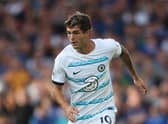 LIVERPOOL, ENGLAND - AUGUST 06: Christian Pulisic of Chelsea during the Premier League match between Everton FC and Chelsea FC at Goodison Park on August 06, 2022 in Liverpool, England. (Photo by Catherine Ivill/Getty Images)