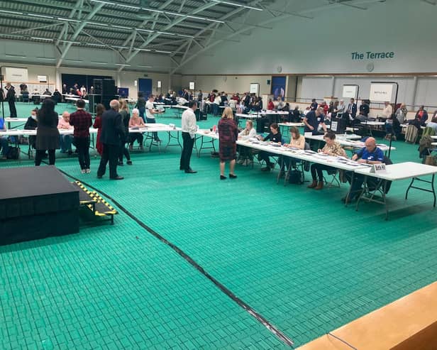 The North Tyneside Local Elections 2022 count gets underway at the Park Leisure Centre in North Shields. Photo: James Robinson.