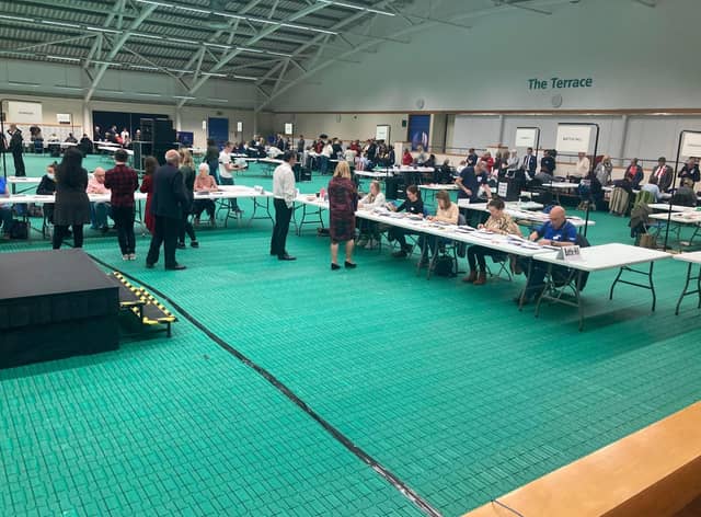 The North Tyneside Local Elections 2022 count gets underway at the Park Leisure Centre in North Shields. Photo: James Robinson.