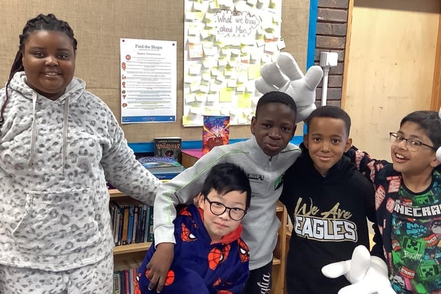 Pupils from St Catherine's Catholic Primary School celebrate World Book Day