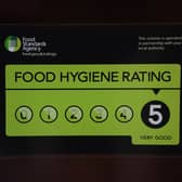 A Food Standards Agency rating sticker on a window of a restaurant. These are all the sites in North Tyneside with top marks in January.