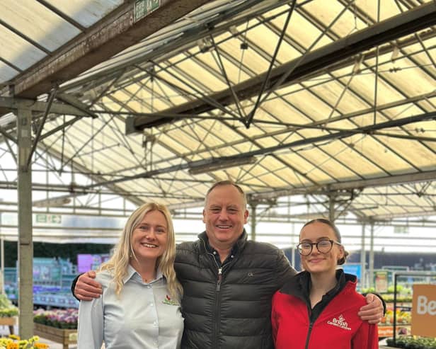 Charles Stubbs, Owner of family run British Garden Centres with his daughters Amy and Libby will open Heighley Gate Garden Centre on Saturday 8th March