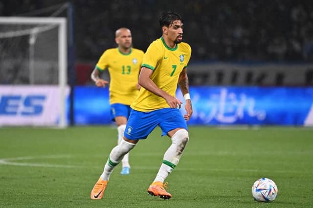 Lucas Paqueta of Brazil in action during the international friendly match between Japan and Brazil at National Stadium on June 6, 2022 in Tokyo, Japan. (Photo by Kenta Harada/Getty Images)
