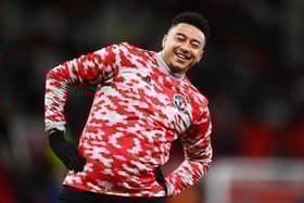 Jesse Lingard of Manchester United  warms up prior to the Premier League match between Manchester United and Burnley at Old Trafford (Photo by Dan Mullan/Getty Images)