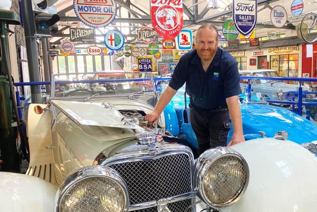 Curator Chris Lowe at the Lakeland Motor Museum in Cumbria