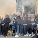 Newcastle United fans gathered in Trafalgar Square, London, in 2023 ahead of the of the Carabao Cup final.