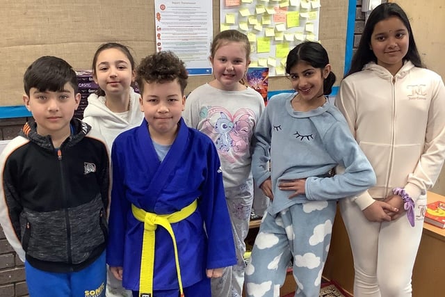 Pupils from St Catherine's Catholic Primary School celebrate World Book Day