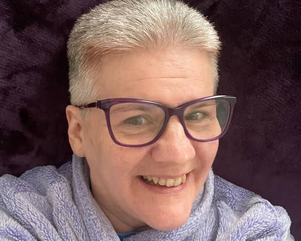 Sarah Parkin, Home Administrator at HC-One’s Stoneleigh Care Home after having her hair shaved off