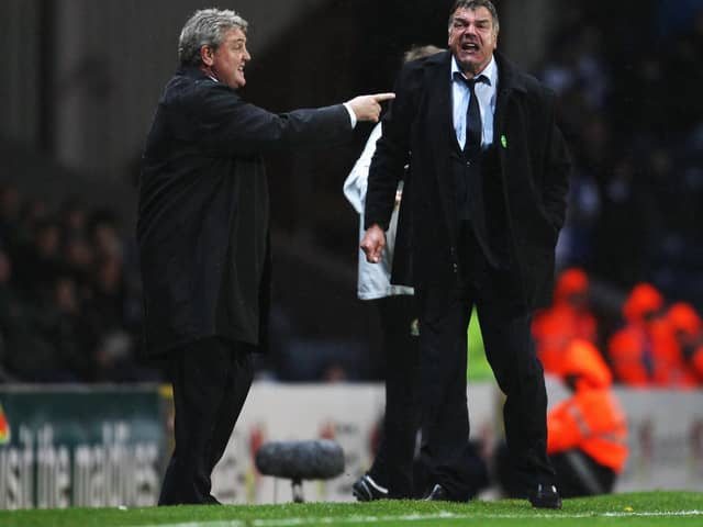 BLACKBURN, ENGLAND - OCTOBER 18:  Steve Bruce the manager of Sunderland and Sam Allardyce the manager of Blackburn Rovers look on during the Barclays Premier League match between Blackburn Rovers and Sunderland  at Ewood park on October 18, 2010 in Blackburn, England.  (Photo by Alex Livesey/Getty Images)