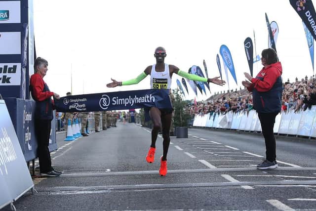 Mo Farah wins the Elite Men's Race during The Great North Run on September 9, 2018 in Newcastle upon Tyne, England. (Photo by Ian MacNicol/Getty Images for Nike)