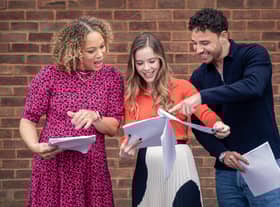 Angela Griffin who plays Kim Campbell, Katie Griffiths who plays Chlo Charles and Adam Thomas who plays Donte Charles, as they prepared for filming for their return to BBC1 Waterloo Road.