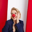 Musician Self Esteem supports Red Nose Day 2024 by wearing one of the new plastic-free, recyclable and plant-based Noses (Photo by Rebecca Naen/Comic Relief)