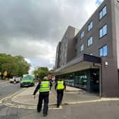 Police at the Mansion Tyne student halls.