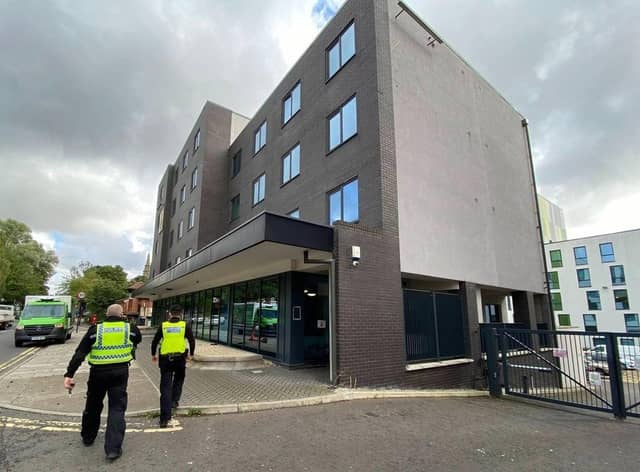 Police at the Mansion Tyne student halls.