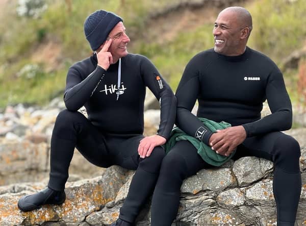 Robson and Les Ferdinand in Beadnell. Picture: BBC