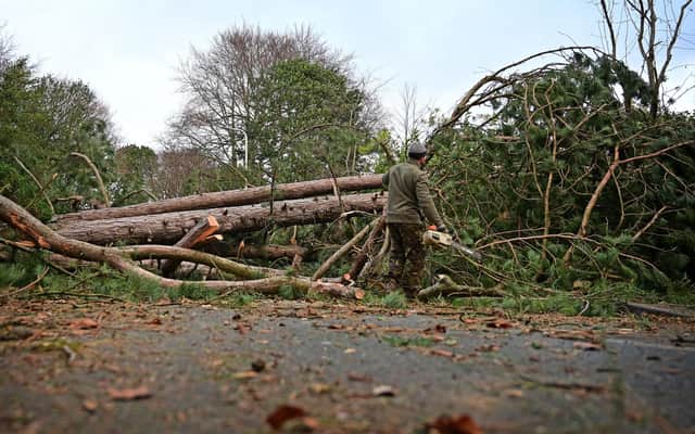 Northern England has been hit by a series of serious storms this winter.  (Photo by Paul ELLIS / AFP) (Photo by PAUL ELLIS/AFP via Getty Images)