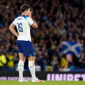 England’s Harry Maguire reacting after scoring an own goal against Scotland. Andrew Milligan/PA Wire