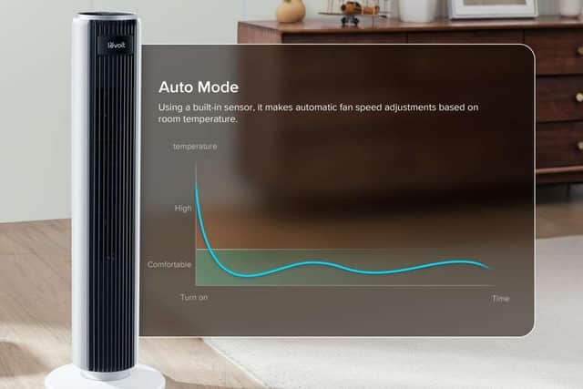 With its inbuilt sensor the fan can make automatic fan speed adjustments based on room temperature