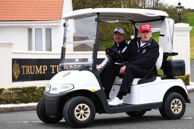 Former US president Donald Trump during his visit to Turnberry in May. Picture: Andy Buchanan/AFP/Getty