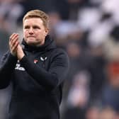 Eddie Howe, Manager of Newcastle United, applauds the fans following victory in the Premier League match between Newcastle United and Chelsea FC at St. James Park on November 12, 2022 in Newcastle upon Tyne, England. (Photo by George Wood/Getty Images)