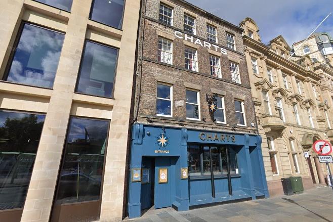 Charts takes up an unassuming spot on Newcastle's famous Quayside, but inside the pub offers two floors of drinks, food and occasional live music.