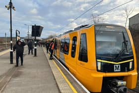 The first new Tyne and Wear Metro train in service at Pelaw. Photo: Nexus. Free to reuse for all LDR partners.