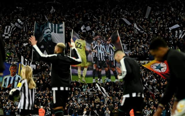 The Wor Flags display before Newcastle United's semi-final against Southampton at St James's Park.