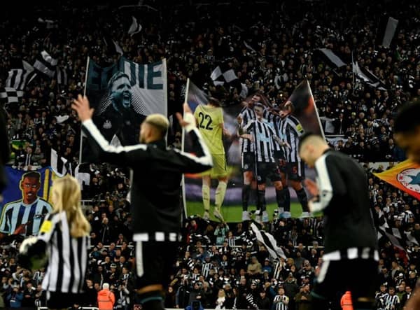 The Wor Flags display before Newcastle United's semi-final against Southampton at St James's Park.