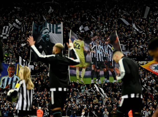 The Wor Flags display before Newcastle United's semi-final against Southampton at St James's Park.