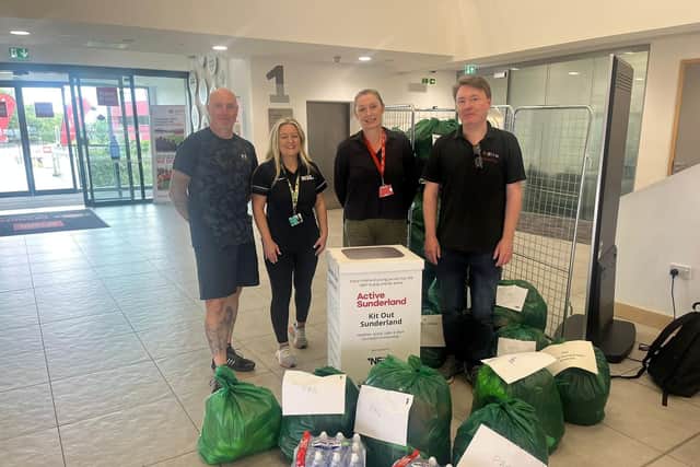 Sports kit, active wear and footwear that were donated through Kit Out Sunderland were sorted and distributed to local sports clubs and community groups.