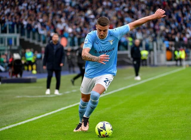 Sergej Milinkovic Savic of SS Lazio in actio during the Serie A match between SS Lazio and Empoli FC at Stadio Olimpico on January 08, 2023 in Rome, Italy. (Photo by Marco Rosi - SS Lazio/Getty Images)